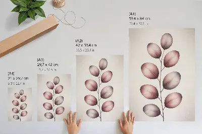 Poster branch with pink leaves in a minimalist style