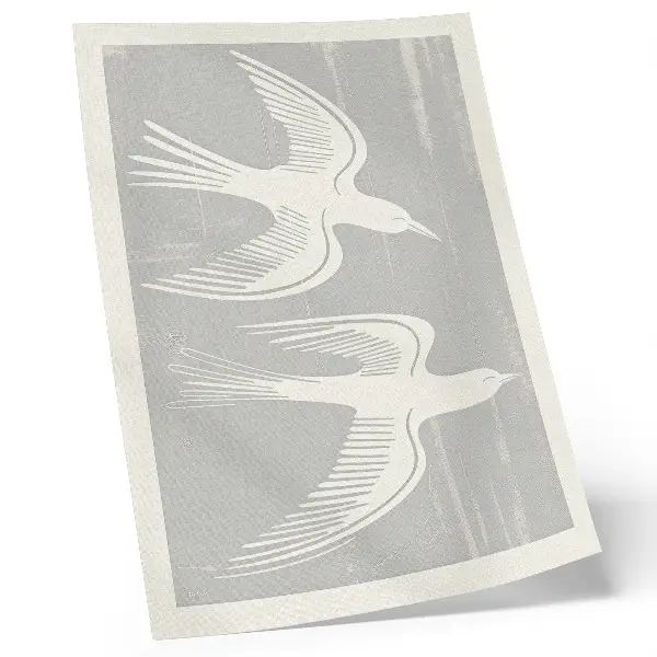Art print birds on a gray background featuring harmony and simplicity