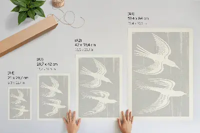 Art print birds on a gray background featuring harmony and simplicity