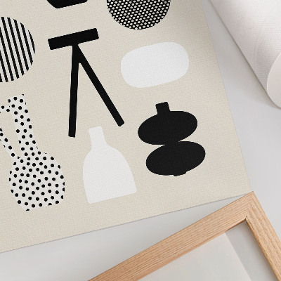 Premium wall art Black and white geometric patterns on a beige background