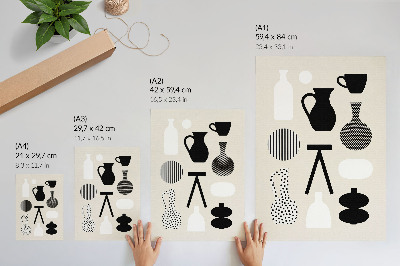 Premium wall art Black and white geometric patterns on a beige background