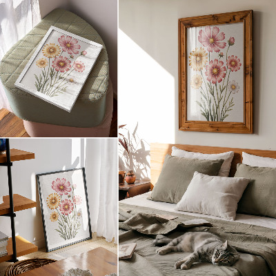 Art print Yellow and pink flowers in a lush bouquet