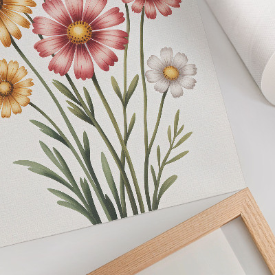 Art print Yellow and pink flowers in a lush bouquet