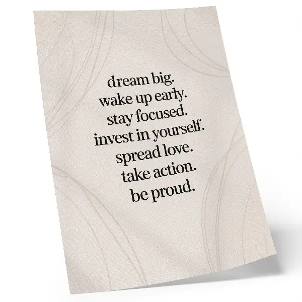 Premium wall art with motivational message on a bright background featuring elegant lines