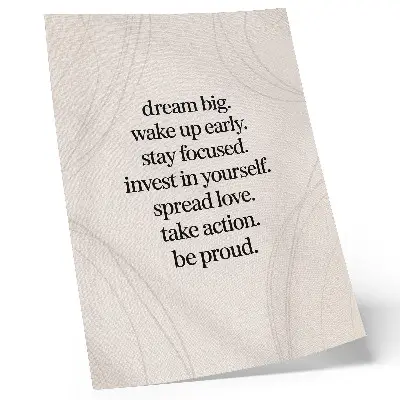 Premium wall art with motivational message on a bright background featuring elegant lines
