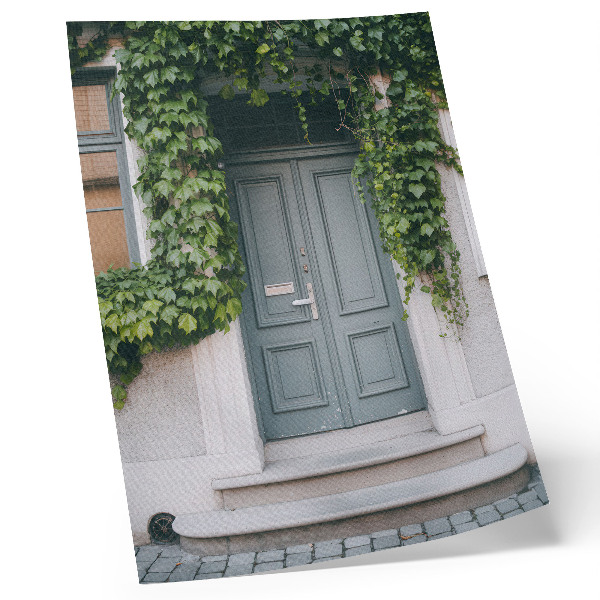 Decorative poster Green vines, gray doors, harmonious composition