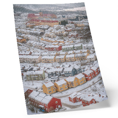 Art print Colorful houses winter landscape architecture