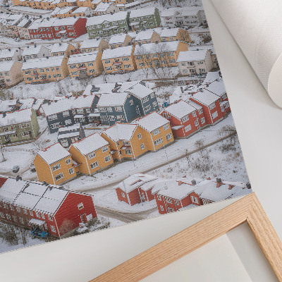 Art print Colorful houses winter landscape architecture