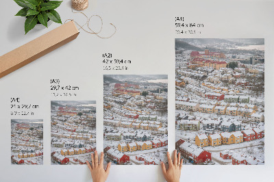 Art print Colorful houses winter landscape architecture