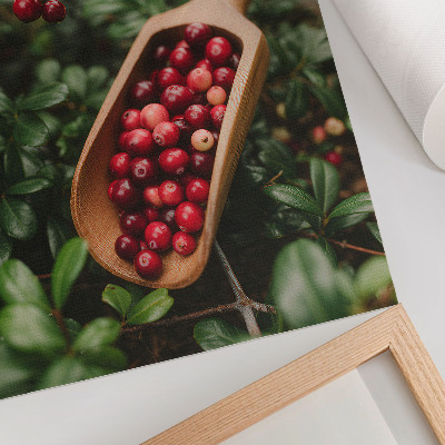 Decorative poster Vibrant colors of leaves and fruit in a wooden shovel
