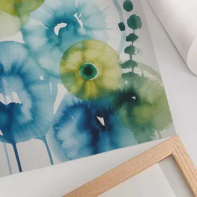 Art print abstract modernity in blue and green spots