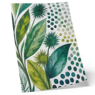 Premium wall art green leaves with dots in a boho nature style