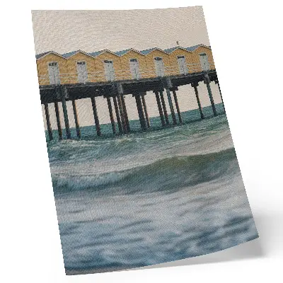 Poster yellow houses by the sea featuring a motif of modernity and peace