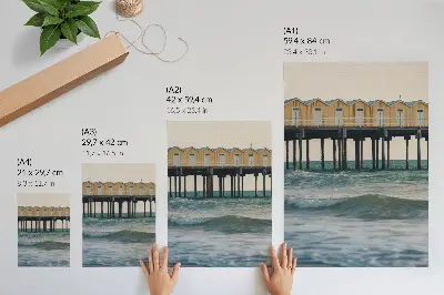 Poster yellow houses by the sea featuring a motif of modernity and peace