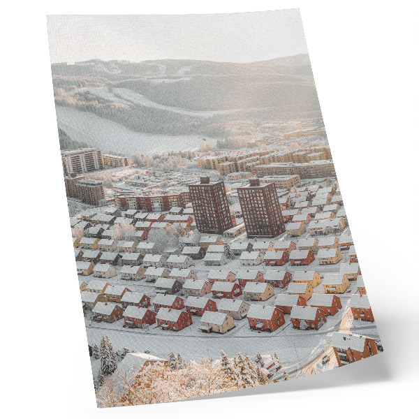 Premium wall art Winter landscape with snow-covered houses