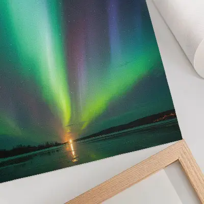Premium wall art aurora borealis over a starry night landscape