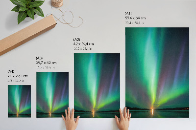 Premium wall art Aurora Borealis over a night landscape full of stars