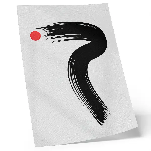 Decorative poster red circle with black brush stroke