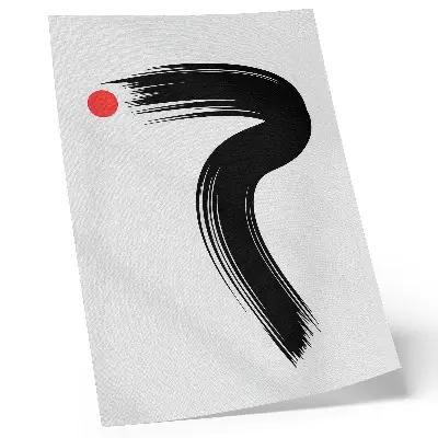Decorative poster red circle with black brush stroke