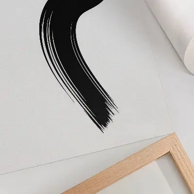 Decorative poster red circle with black brush stroke