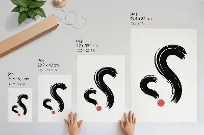 Minimalist contrasts poster with red accent and dynamic composition