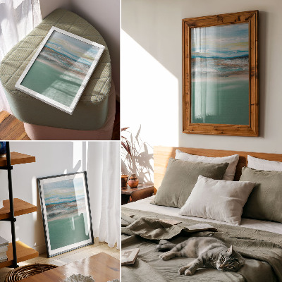 Decorative poster Harmony blue green cream abstract