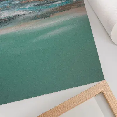 Decorative poster harmony abstract art in blue green and cream