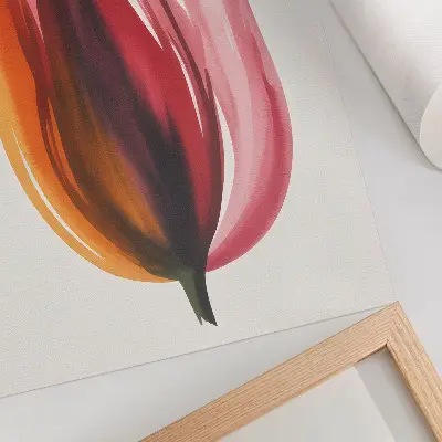 Decorative poster red pink and orange abstract flower print