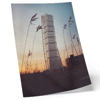 Skyscraper in the setting sun modern architecture poster decorative wall art