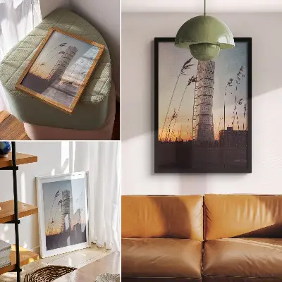 Skyscraper in the setting sun modern architecture poster decorative wall art