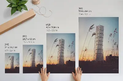 Skyscraper in the setting sun modern architecture poster decorative wall art