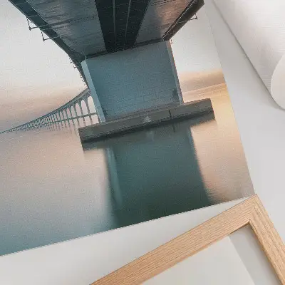 Art print minimalist bridge over water with elegant modern style