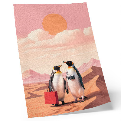 Premium wall art Penguins in the Desert Surreal Scenery