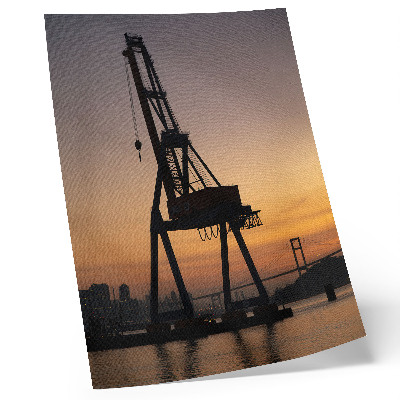 Premium wall art Industrial crane silhouette sunset bridge