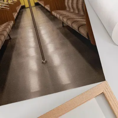 Decorative poster modern yellow wood metro interior design