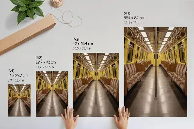 Decorative poster modern yellow wood metro interior design