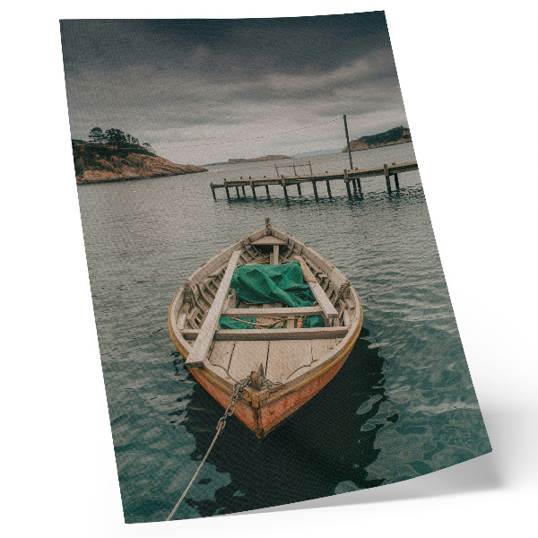 Decorative poster A boat in the bay, a peaceful atmosphere, and natural charm