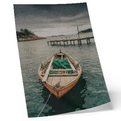 Decorative poster featuring a boat in the bay with a peaceful atmosphere and natural charm