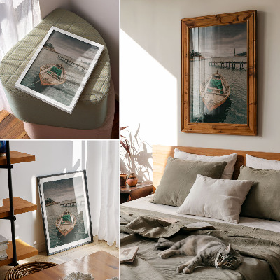 Decorative poster A boat in the bay, a peaceful atmosphere, and natural charm
