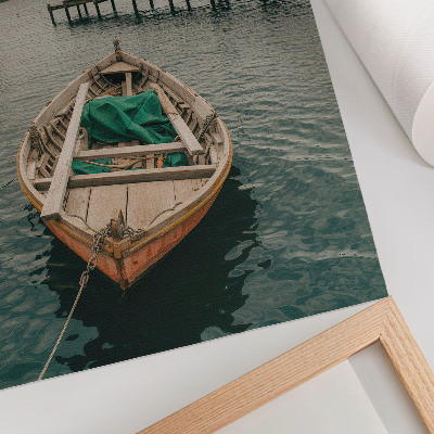 Decorative poster A boat in the bay, a peaceful atmosphere, and natural charm