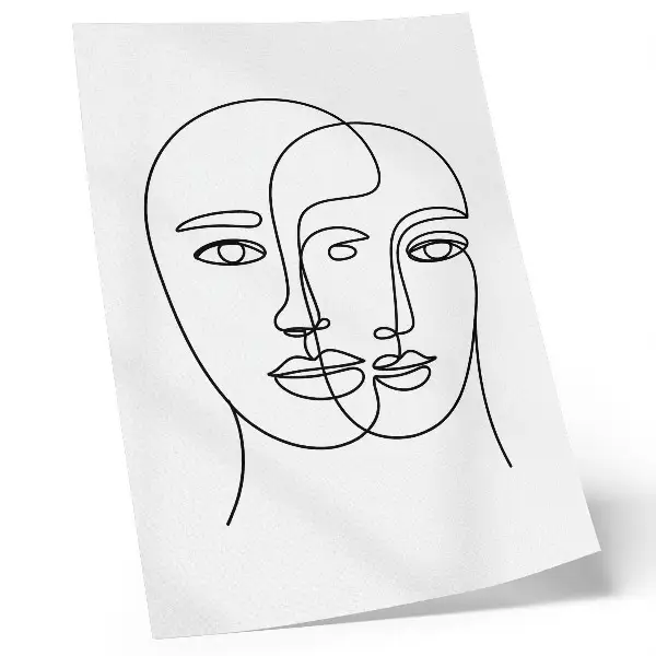 Modern Line Art Poster two-dimensional faces design
