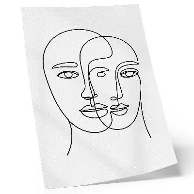 Modern Line Art Poster two-dimensional faces design