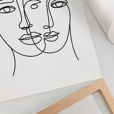 Modern Line Art Poster two-dimensional faces design