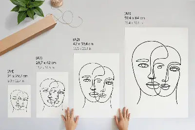 Modern Line Art Poster two-dimensional faces design