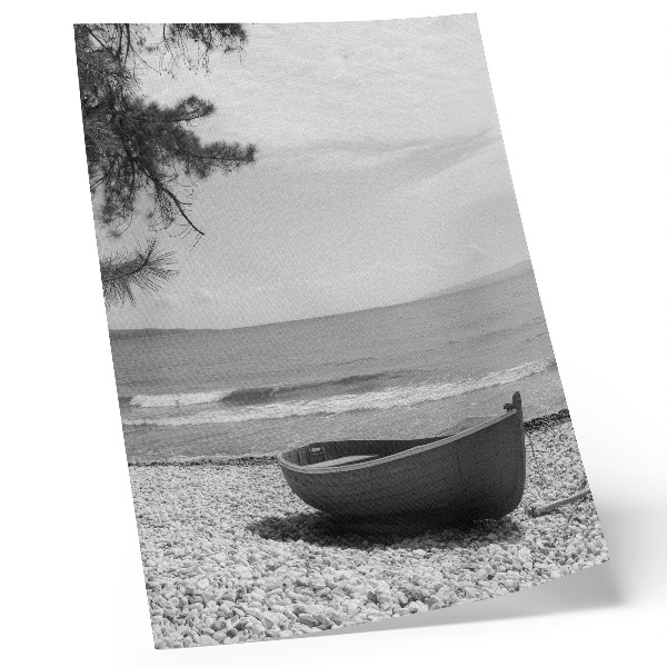 Premium wall art Boat on the beach, waves, sky, harmony, peace