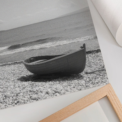 Premium wall art Boat on the beach, waves, sky, harmony, peace