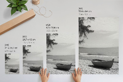 Premium wall art Boat on the beach, waves, sky, harmony, peace