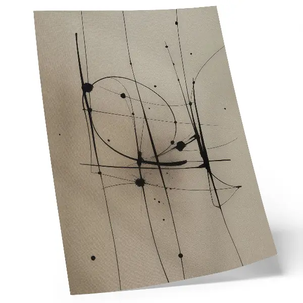 Decorative poster minimalist abstraction with black lines on a beige background