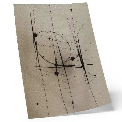 Decorative poster minimalist abstraction with black lines on a beige background