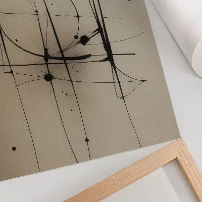 Decorative poster minimalist abstraction with black lines on a beige background